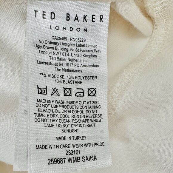 Ted Baker Womens Saina Sweatshirt 2 Cropped White Blue Toile Embroidered Artsy - Picture 12 of 13